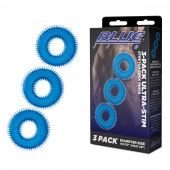 Комплект из трех голубых колец для эрекции 3-Pack Ultra-Stim Stretch Cock Rings - BlueLine - в Рязани купить с доставкой