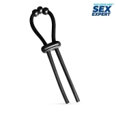 Черное эрекционное кольцо со стимулирующими бусинами - Sex Expert - в Рязани купить с доставкой