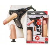 Телесный страпон Harness LESBI с вагинальной пробкой - 16,5 см. - LOVETOY (А-Полимер) - купить с доставкой в Рязани