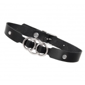 Черный кожаный ошейник со связанными кольцами - Pecado - купить с доставкой в Рязани