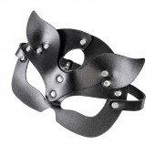 Черная кожаная рельефная маска кошки - Pecado - купить с доставкой в Рязани