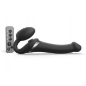 Черный безремневой страпон Multi Orgasm Size M с клиторальной стимуляцией - Strap-on-me - купить с доставкой в Рязани