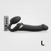 Черный безремневой страпон Multi Orgasm Size L с клиторальной стимуляцией - Strap-on-me - купить с доставкой в Рязани