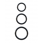 Набор из трех черных эрекционных колец Silicone 3-Ring Stamina Set - Pipedream - в Рязани купить с доставкой