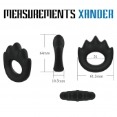 Черное эрекционное кольцо с массажными гребнями Rooster Xander - Velv or - в Рязани купить с доставкой