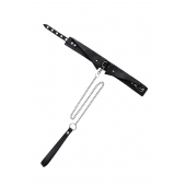 Черный кожаный ошейник-воротник с поводком - Pecado - купить с доставкой в Рязани