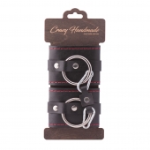 Черные однослойные кожаные наручники с контрастной строчкой - Crazy Handmade - купить с доставкой в Рязани