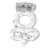 Прозрачное эрекционное кольцо с вибратором  и подхватом - Toyfa Basic - в Рязани купить с доставкой