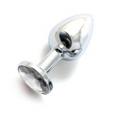 Анальная пробка BUTT PLUG  Small с прозрачным кристаллом - 7 см.