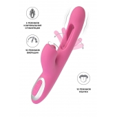 Розовый вибратор с двигающимся язычком и стимулирующим шариком Monti - 24 см. - JOS