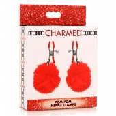 Красные зажимы на соски с помпонами Pom Pom - XR Brands - купить с доставкой в Рязани