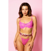 Эффектный розовый пояс из голографической эко-кожи - БДСМ Арсенал - купить с доставкой в Рязани