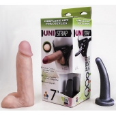Страпон-унисекс с двумя насадками UNI strap 7  Harness - 19 и 16 см. - LOVETOY (А-Полимер) - купить с доставкой в Рязани