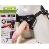 Страпон-унисекс с двумя насадками UNI strap 7  Harness - 19 и 16 см. - LOVETOY (А-Полимер) - купить с доставкой в Рязани