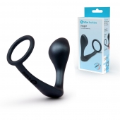 Черное эрекционное кольцо со стимулятором простаты Ringer Cock Ring   Plug - b-Vibe - в Рязани купить с доставкой