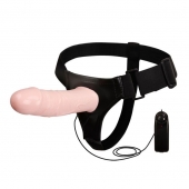 Полый страпон на трусиках с вибрацией и выносным пультом управления - 17 см. - Baile - купить с доставкой в Рязани