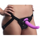 Лиловый поясной страпон Navigator Silicone G-Spot Dildo with Harness - 17,8 см. - XR Brands - купить с доставкой в Рязани