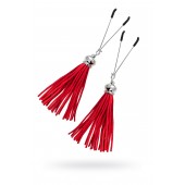 Зажимы на соски «Вилки» с красными кисточками из замши - Pecado - купить с доставкой в Рязани