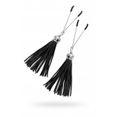 Зажимы на соски «Вилки» с черными кисточками из замши - Pecado - купить с доставкой в Рязани