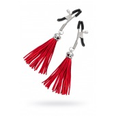 Зажимы на соски «Прищепки» с красными кисточками из замши - Pecado - купить с доставкой в Рязани