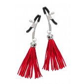 Зажимы на соски «Прищепки» с красными кисточками из замши - Pecado - купить с доставкой в Рязани