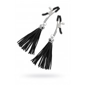 Зажимы на соски «Прищепки» с черными кисточками из замши - Pecado - купить с доставкой в Рязани