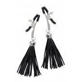 Зажимы на соски «Прищепки» с черными кисточками из замши - Pecado - купить с доставкой в Рязани