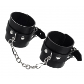 Черные однослойные наручники из натуральной кожи с цепочкой - Pecado - купить с доставкой в Рязани