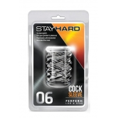 Прозрачная насадка с объёмными чёрточками STAY HARD COCK SLEEVE 06 CLEAR - Blush Novelties - в Рязани купить с доставкой