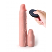 Телесная вибронасадка на член 3  Vibrating Mega X-tension with Remote - 22,9 см. - Pipedream - в Рязани купить с доставкой