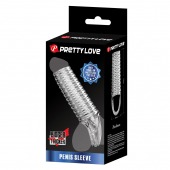 Прозрачная насадка на пенис с ребрышками и подхватом мошонки - Baile - в Рязани купить с доставкой