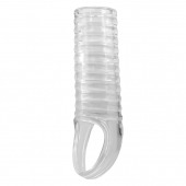 Прозрачная насадка на пенис с ребрышками и подхватом мошонки - Baile - в Рязани купить с доставкой