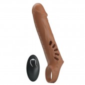 Коричневая вибронасадка с подхватом мошонки и пультом ДУ - Baile - в Рязани купить с доставкой