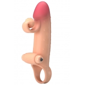 Телесная вибронасадка на пенис с подхватом мошонки - 20 см. - Baile - в Рязани купить с доставкой