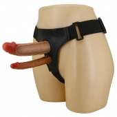 Темно-бежевый фаллопротез для двойного проникновения - 17,5 см. - Baile - купить с доставкой в Рязани