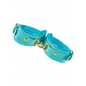 Голубые двуслойные кожаные оковы - Pecado - купить с доставкой в Рязани