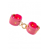 Розовые двуслойные кожаные оковы - Pecado - купить с доставкой в Рязани