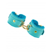 Голубые двуслойные кожаные наручники-браслеты - Pecado - купить с доставкой в Рязани