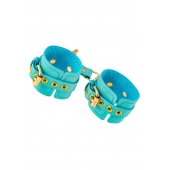 Голубые однослойные кожаные наручники - Pecado - купить с доставкой в Рязани