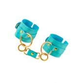 Голубые однослойные кожаные наручники - Pecado - купить с доставкой в Рязани