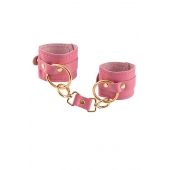 Розовые однослойные кожаные наручники - Pecado - купить с доставкой в Рязани