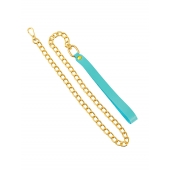 Голубой кожаный поводок с карабином для ошейника - 80 см. - Pecado - купить с доставкой в Рязани