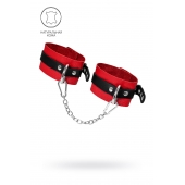 Красно-черные мягкие оковы с одним ремешком и люверсами - Pecado - купить с доставкой в Рязани