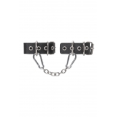 Черные кожаные наручники-браслеты из одного ремешка с люверсами - Pecado - купить с доставкой в Рязани