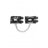 Черные кожаные наручники-браслеты из двух ремешков - Pecado - купить с доставкой в Рязани