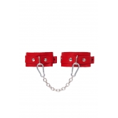 Красные кожаные узкие оковы со скруглёнными углами - Pecado - купить с доставкой в Рязани