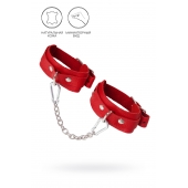 Красные кожаные узкие оковы со скруглёнными углами - Pecado - купить с доставкой в Рязани