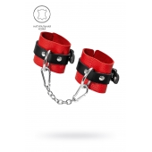 Красно-черные мягкие наручники с одним ремешком с люверсами - Pecado - купить с доставкой в Рязани