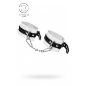 Бело-черные мягкие оковы с одним ремешком и люверсами - Pecado - купить с доставкой в Рязани