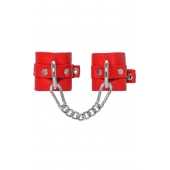 Красные мягкие кожаные наручники с люверсами - Pecado - купить с доставкой в Рязани